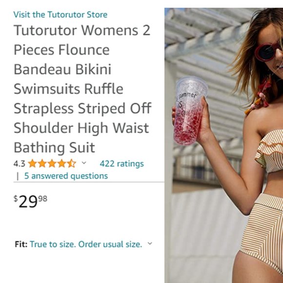 TUTORUTOR Double Flounce Bandeau High Waist Bikini NEW!! - Picture 10 of 13